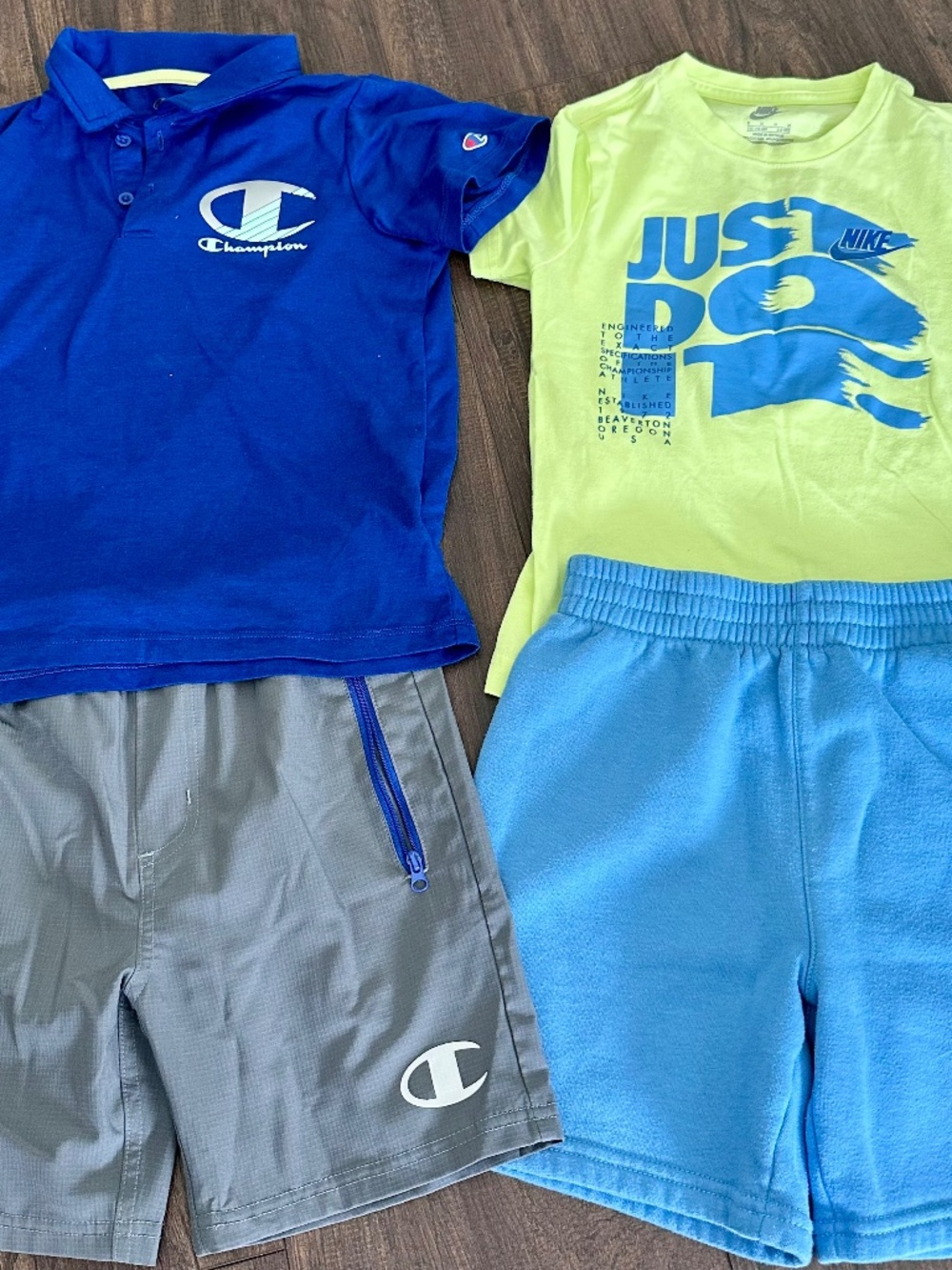 Nike Champion Kids Boys Bundle of 2 Activewear Sets Green Blue Size 6